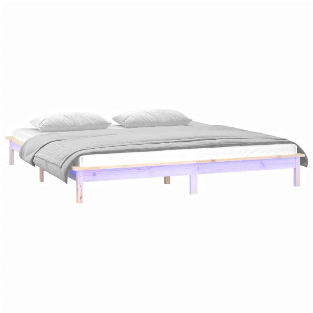 Rama łóżka z LED 120x200 cm lite drewno