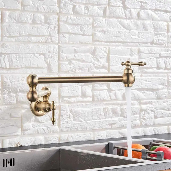 Bateria kuchenna retro CUCINA czarna naścienna pot filler