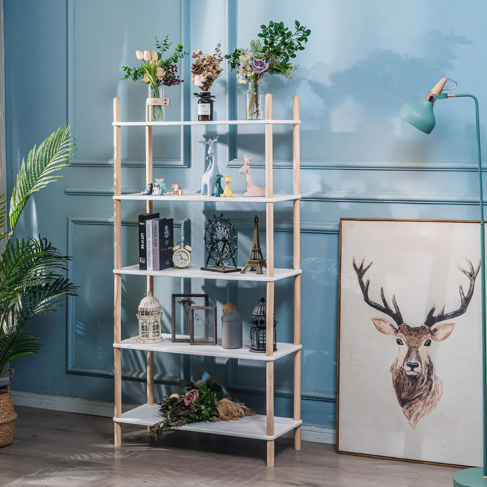 Etag&egrave;re in Scandinavische stijl van massief wit grenen