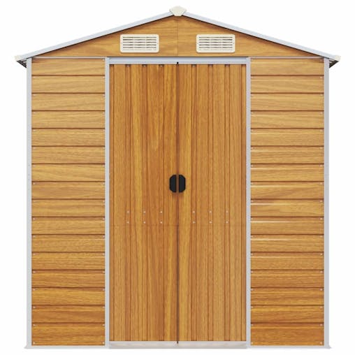 NNEVL Garden Shed Light Brown 191x555x198 cm Galvanised Steel