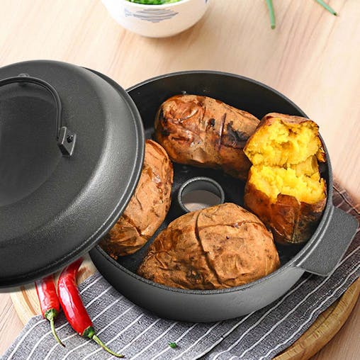 SOGA 2X 28cm Cast Iron Dutch Oven Pre-Seasoned Cast Iron Pot with Lid