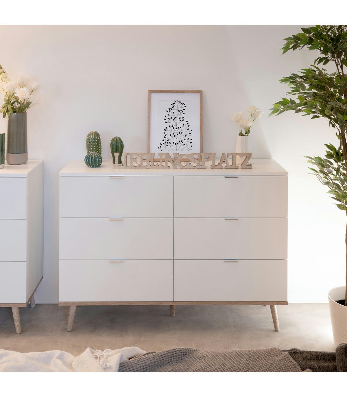 COPENHAGUE - Cómoda 6 Cajones - An120 cm - Blanco