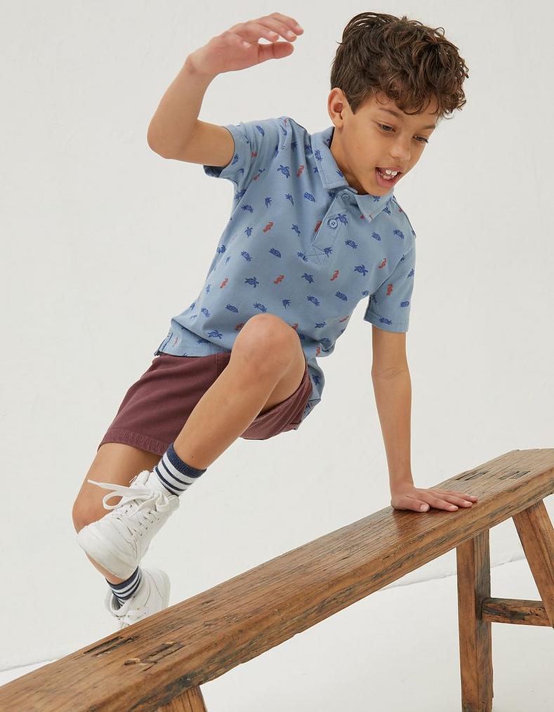 Sea Creatures Printed Polo Top