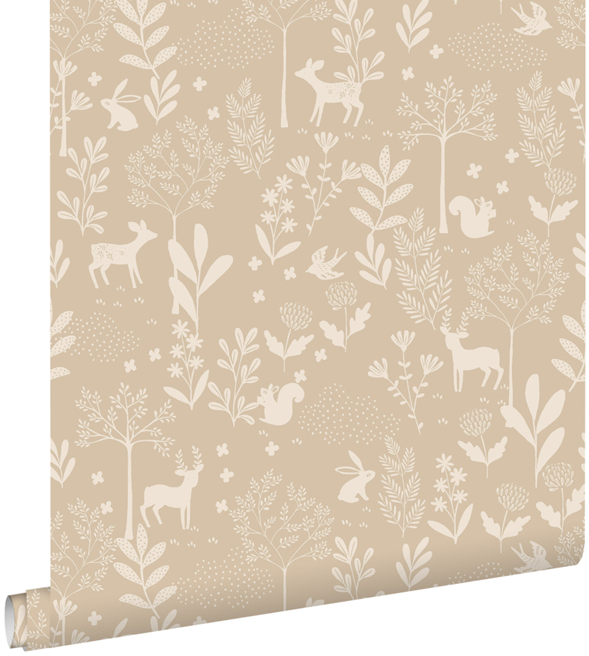 ESTAhome behang bos met bosdieren donker beige - 53 cm x 10.05 m - 139757