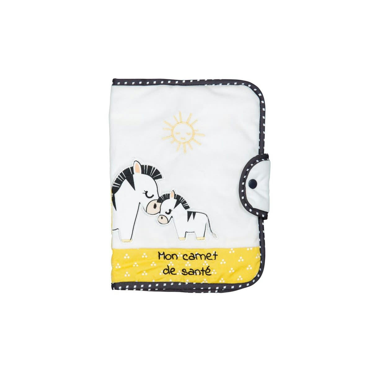 PLUCHE ET POMPON - Protege carnet de sante en coton blanc