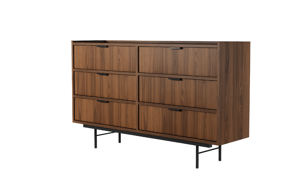 Orzech Warmia komoda 150cm szuflady 6sz EDEN KM