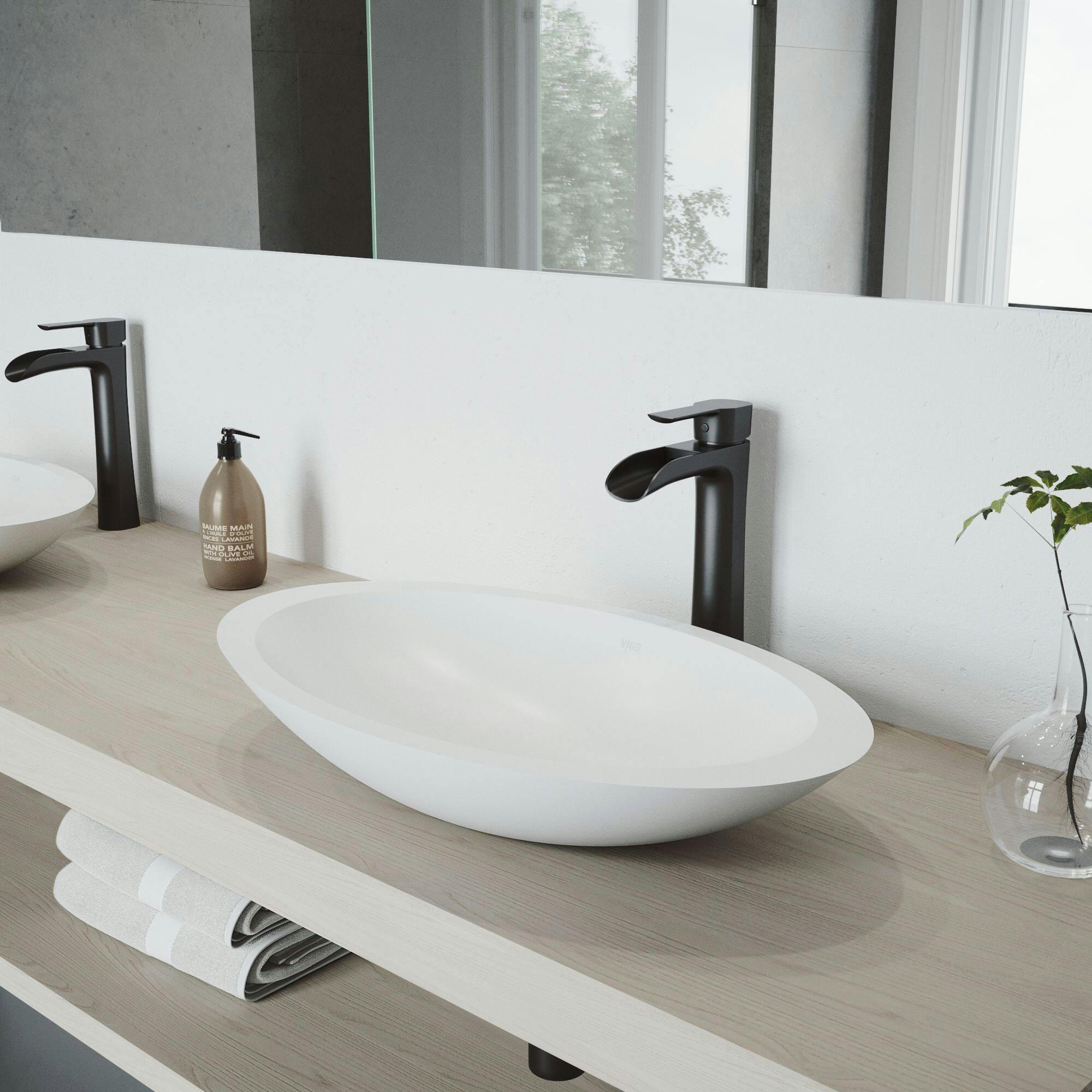 VIGO Niko Single Handle Single Hole Bathroom Sink Faucet, Matte Black