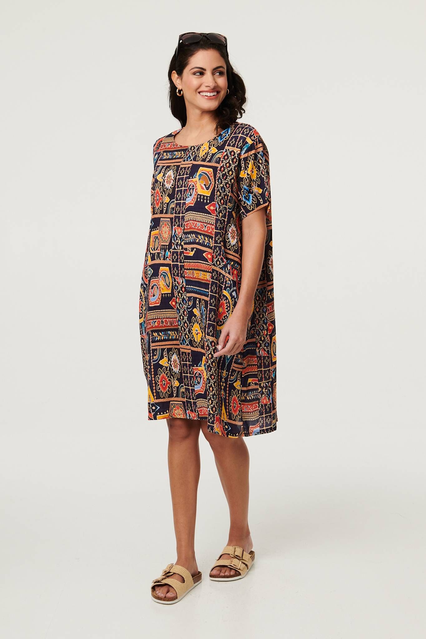 Izabel London Abstract Print Short Shift Dress