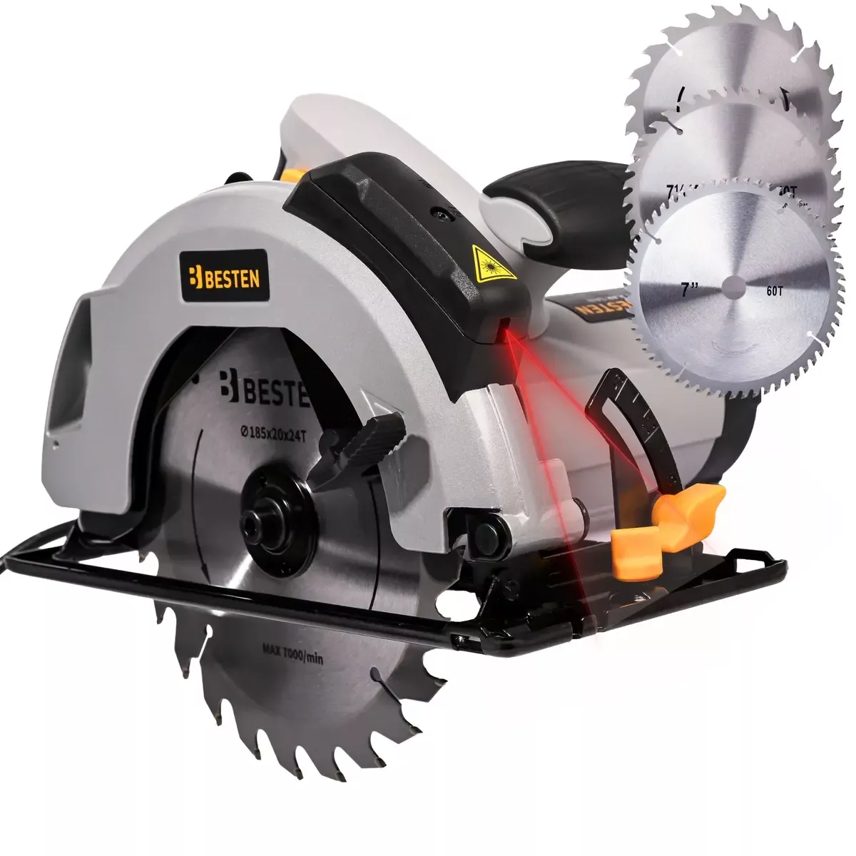 Piła tarczowa BESTEN BE-2858 2000W laser  3 tarcze 185 mm