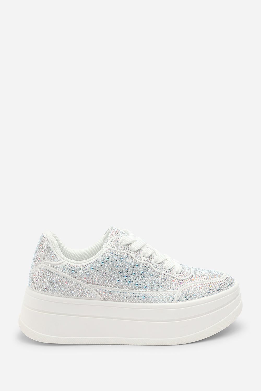 Where's That From Darcia' Wedge Lace Up trainer with diamante Detail