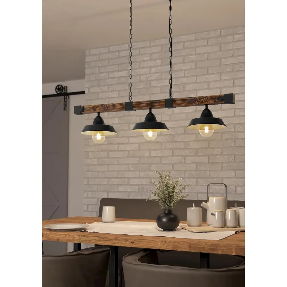EGLOOldburyHanglamp-3-Lichts-E27zwart/bruin