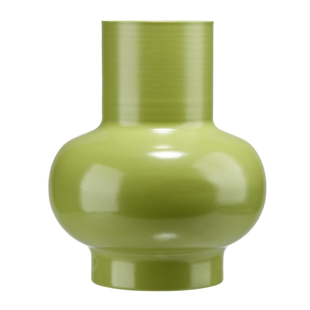 Vase arrondi contemporain métal vert Ø13xH15cm
