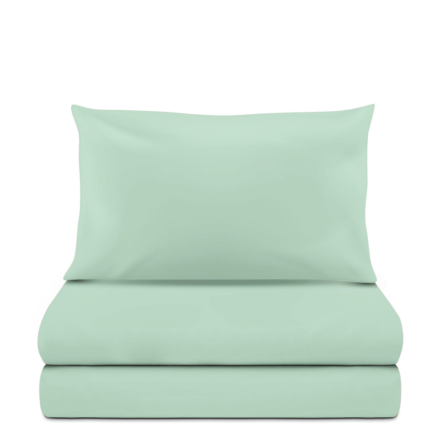 Completo letto singolo cotone verde tinta unita