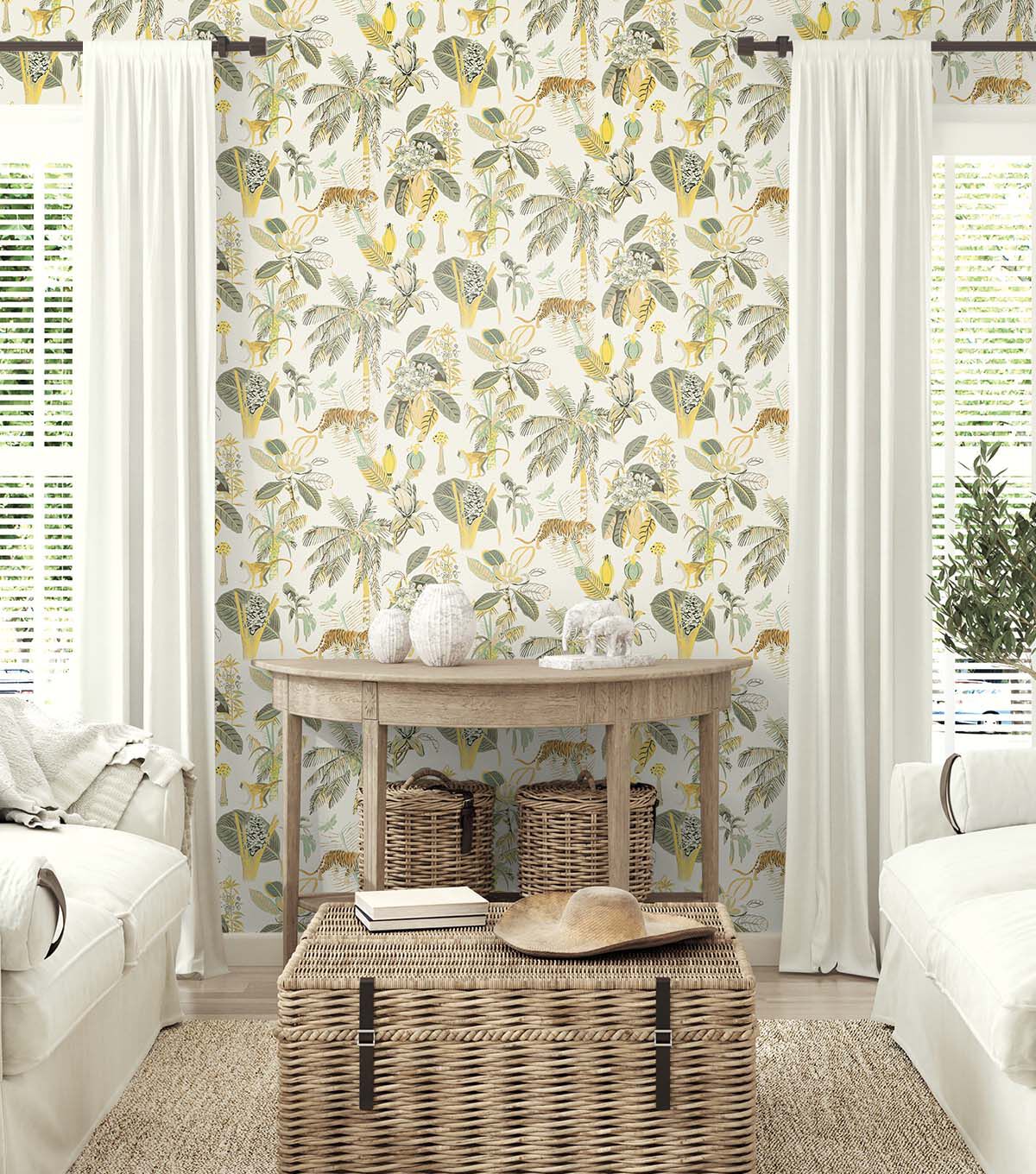 Tommy Bahama 20.5' x 18' Linen Heavenly Kingdom Peel & Stick Wallpaper