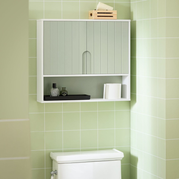 SoBuy Wisząca szafka z 2 drzwiami Zielony 60x15x54cm BZR140-GR