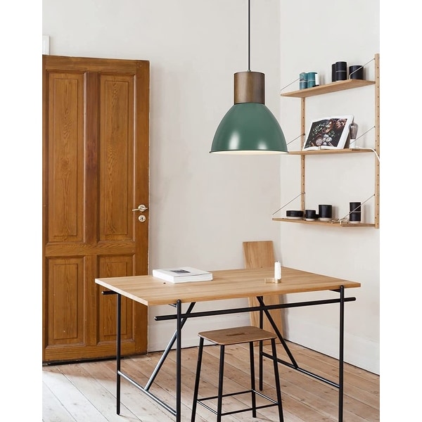 Industrial Pendant Light Fixtures Wood Green Hanging Lighting