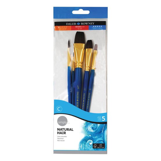 Daler-Rowney Simply Natural Camel Hair Brushes 5 Pack