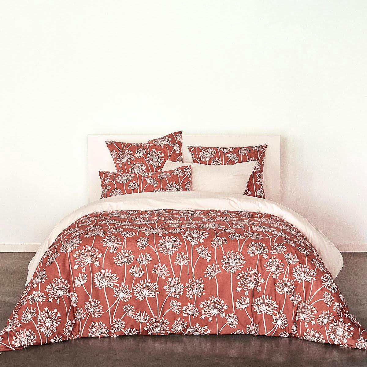 TANGO - Parure de lit percale beige 140x200 + 65x65 cm