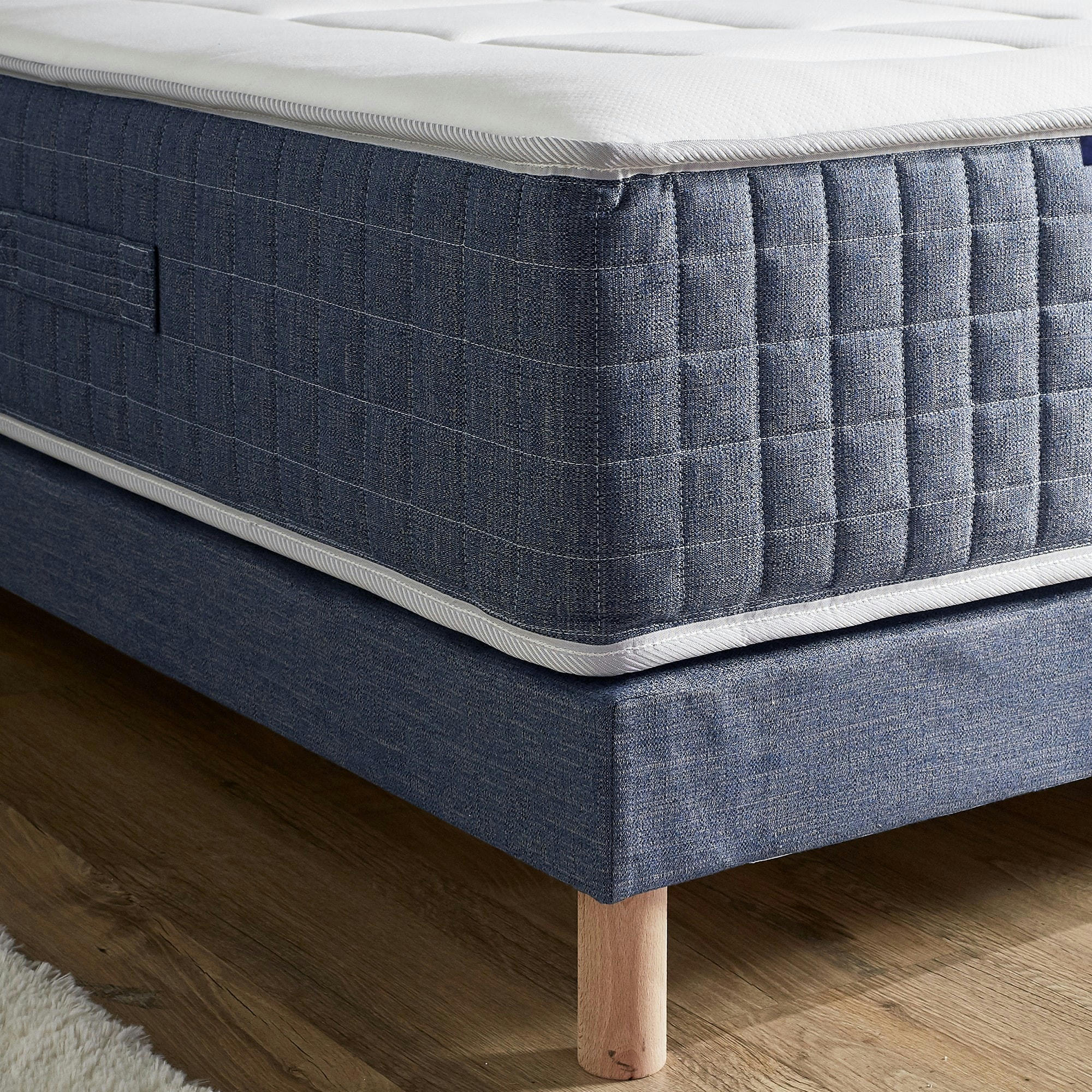 SOMMIER TAPISSIER - Sommier tapissier bleu denim 80x200