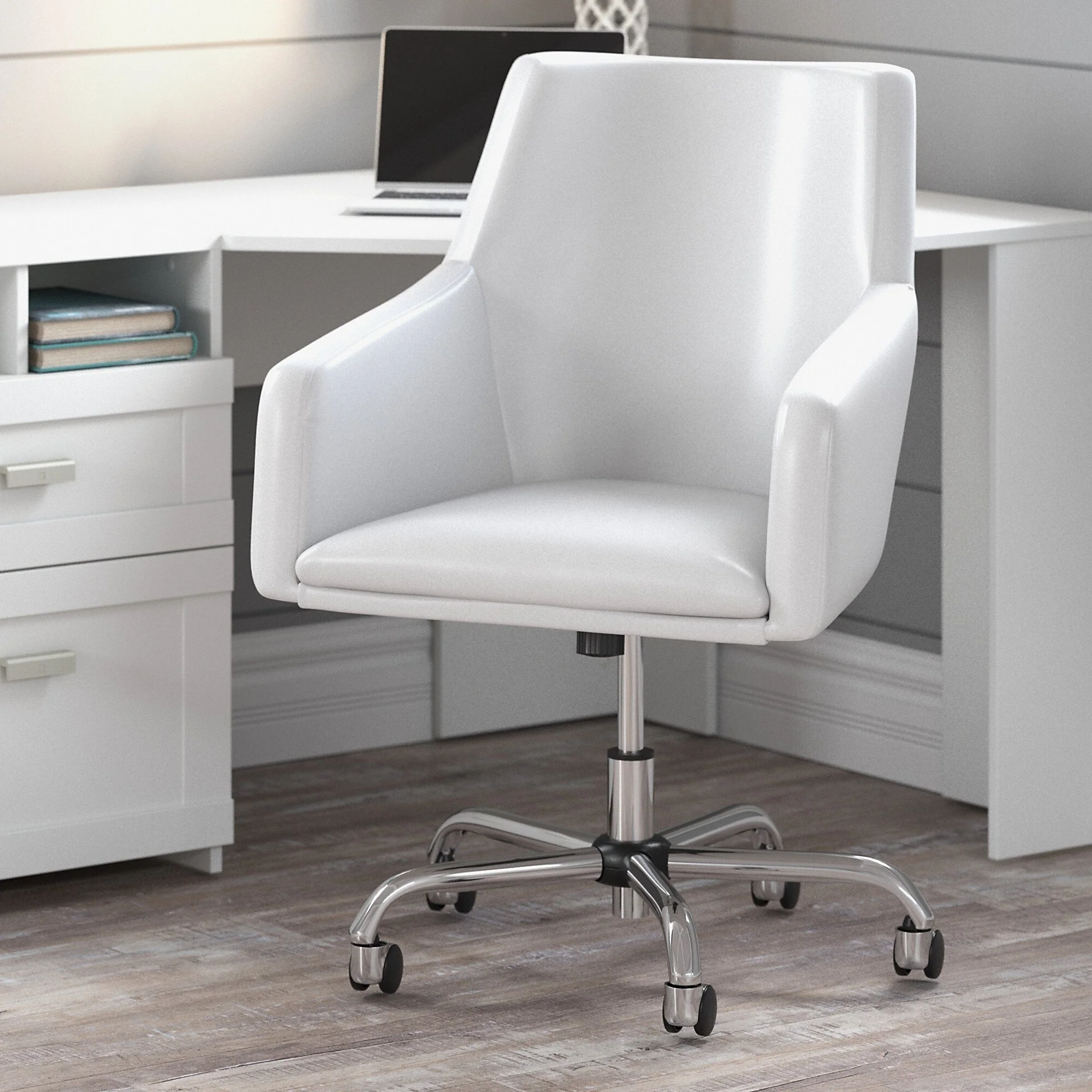 Wheaton Mid Back Leather Box Chair by Bush Furniture