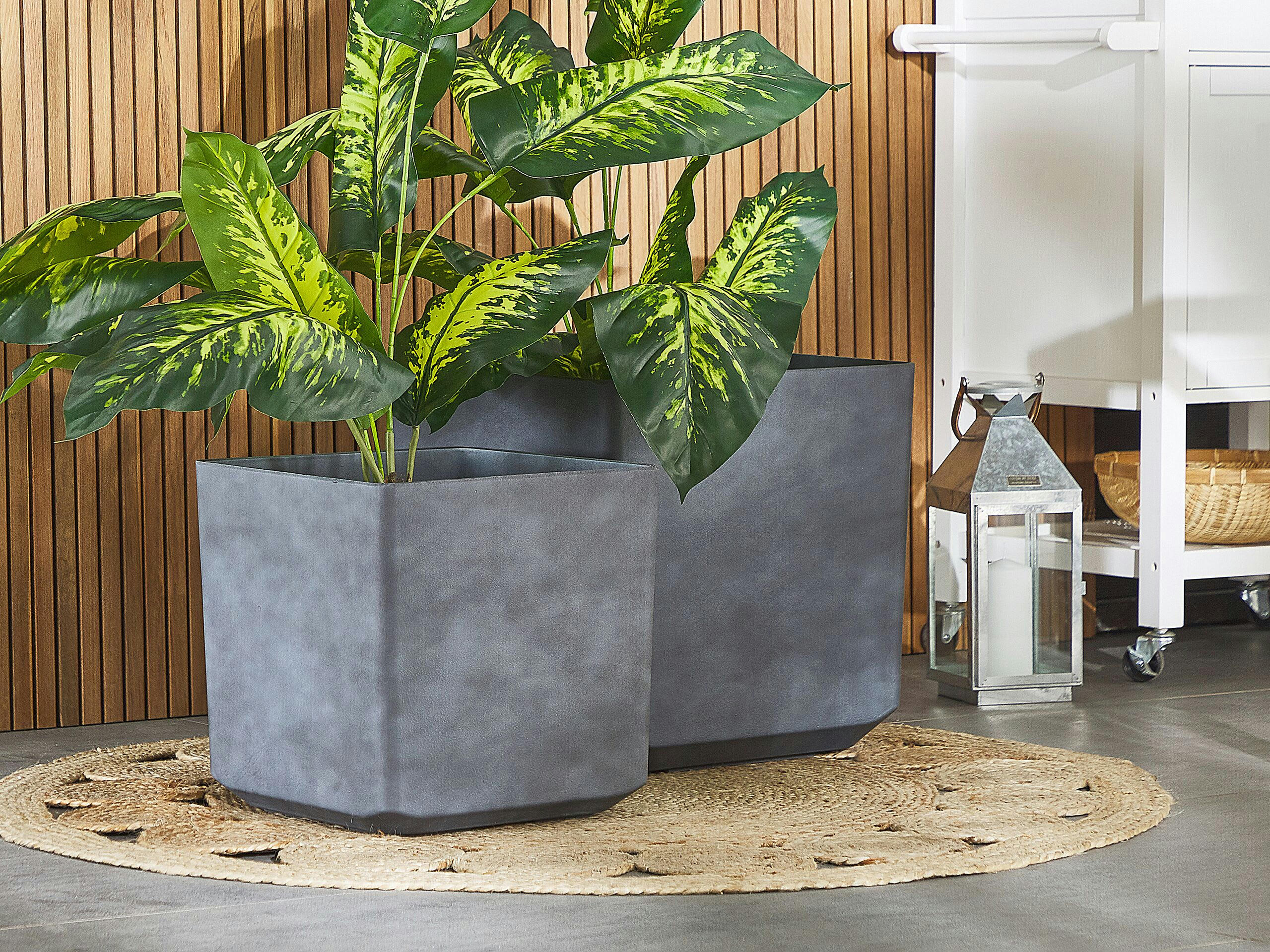 ARTIKI - Pot de fleurs gris carré 35x35