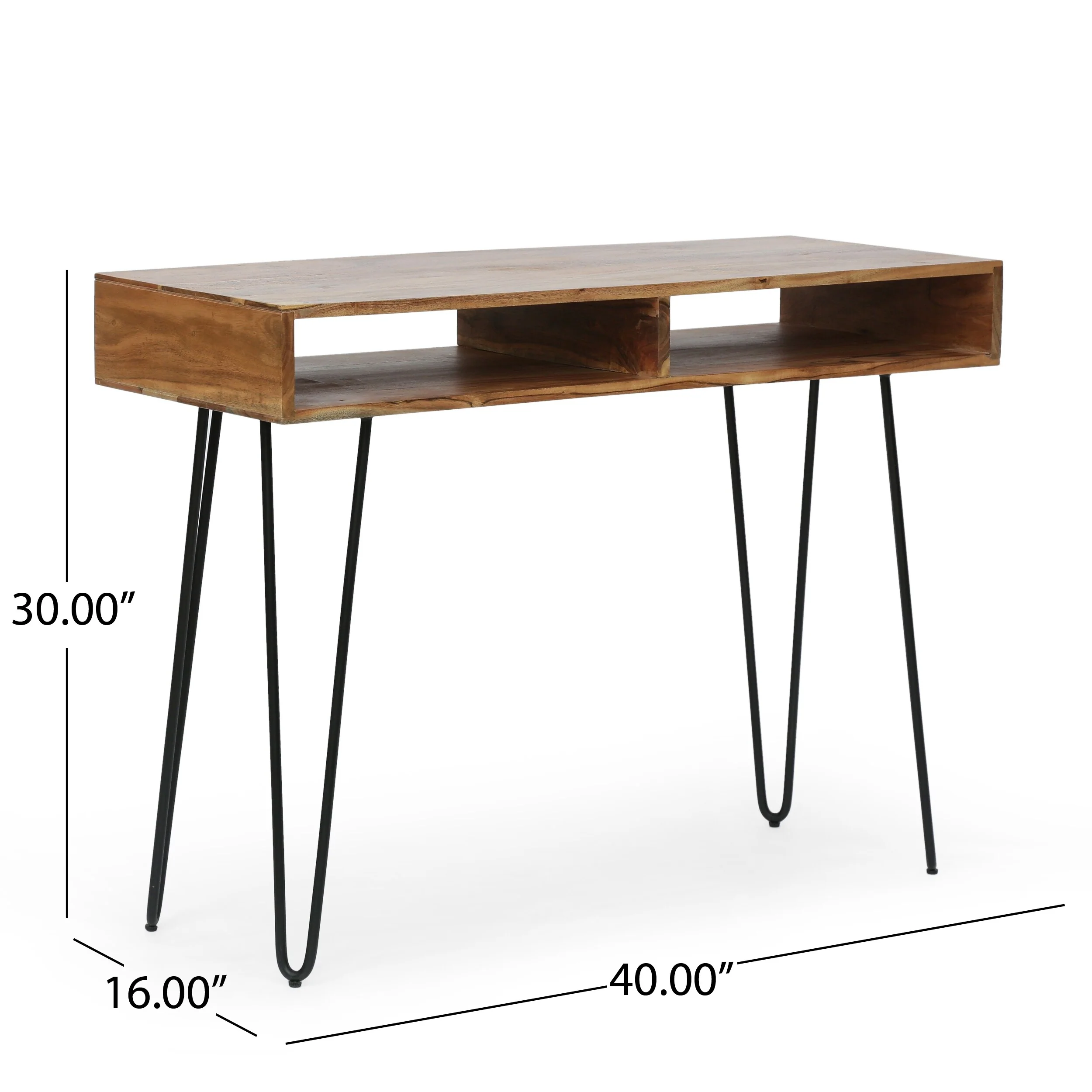 Conyers Indoor Acacia Wood Handcrafted Storage Desk with Hairpin Legs by Christopher Knight Home