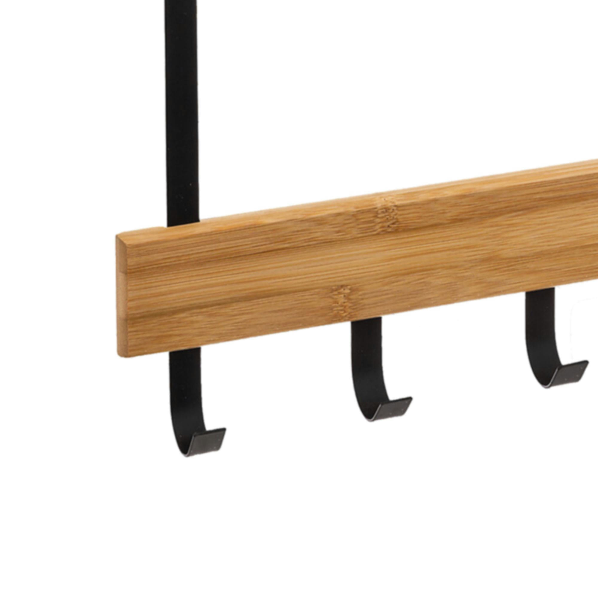 - Portemanteau de porte en bambou et métal noir - 40x2x29.8cm