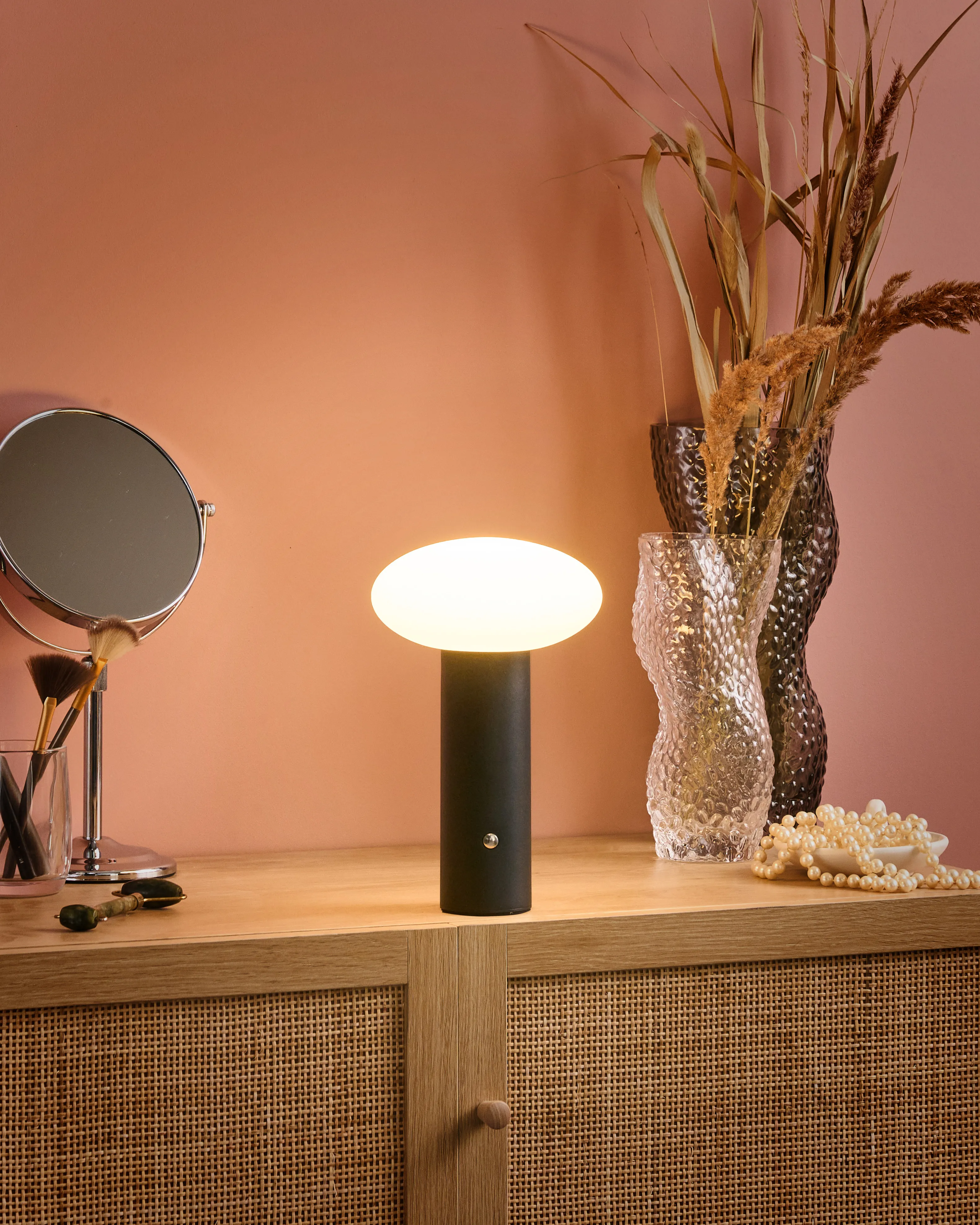 Wireless LED Table Lamp BUAYAN with Dimmer Metal Black