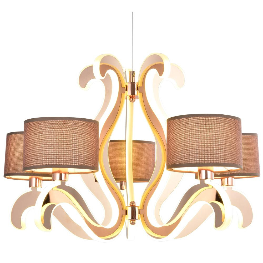 Lampa wisząca miedziano-brązowa-biała AMBROSIA 5xE14x40W Candellux