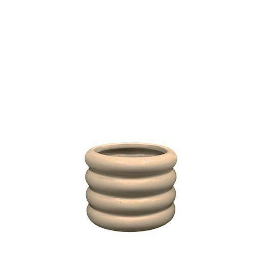 Wave Ripple Indoor Decorative Planter, 6-in, Warm Beige