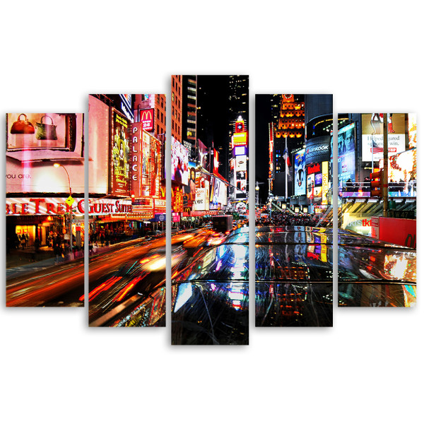 Feeby Obraz 5 częściowy na płótnie Times Square Nowy Jork