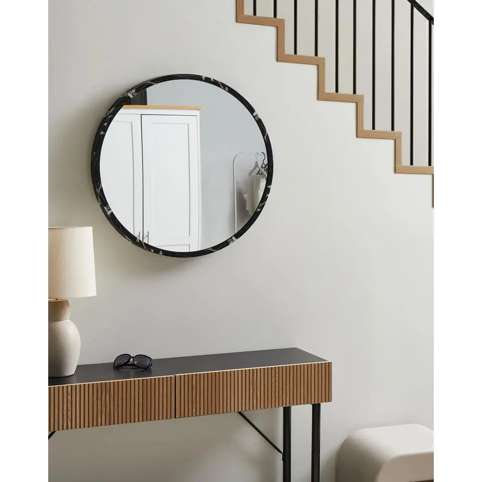 MARTEL - Wandspiegel - Zwart - 69 cm - Glas/Synthetisch materiaal