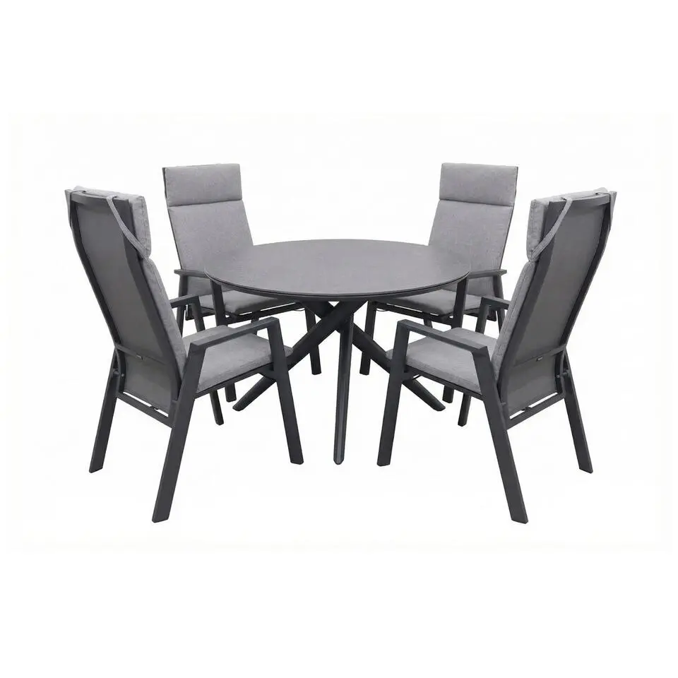 VDG Azoren/Dublin verstelbare ronde tuinset &Oslash;120 cm. - Antraciet