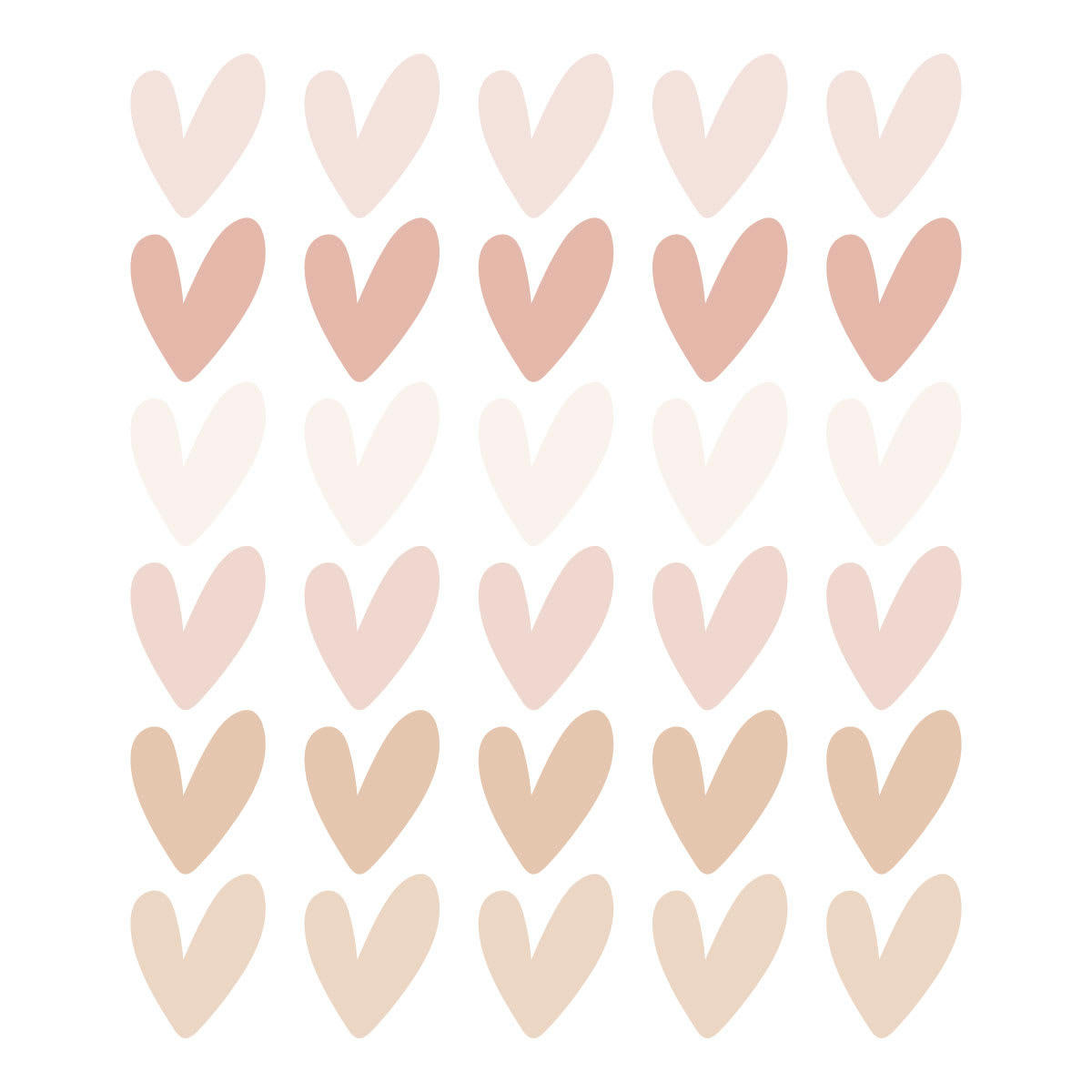 RAINBOWS3 - Stickers mureaux en vinyle petits coeurs rose et beige