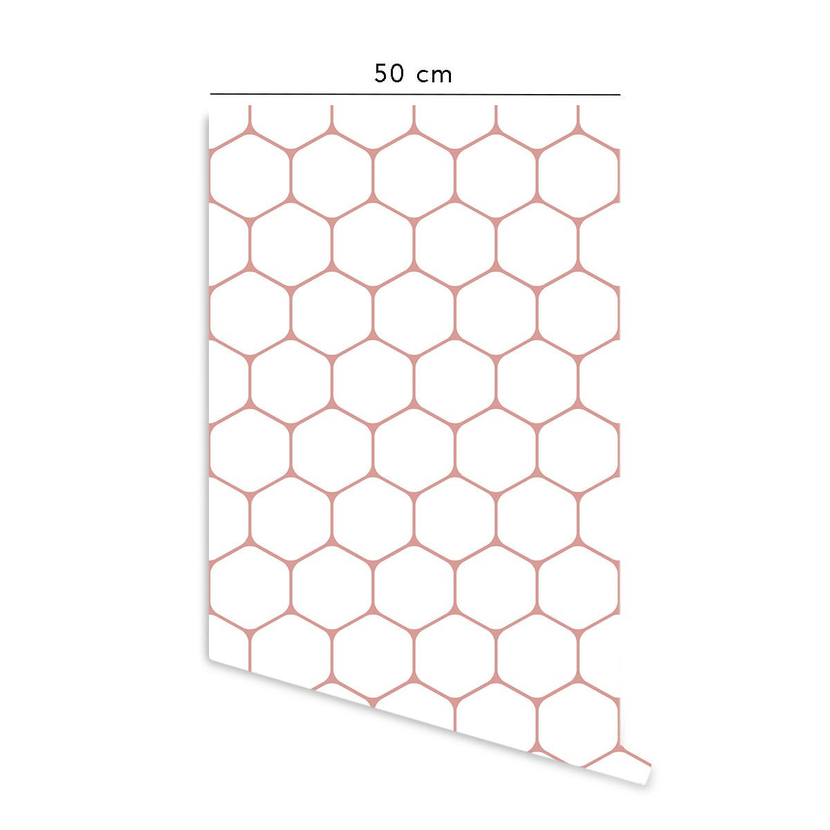 HIVE - Papier peint vinyle adhésif ruche rose vif 50x300 cm