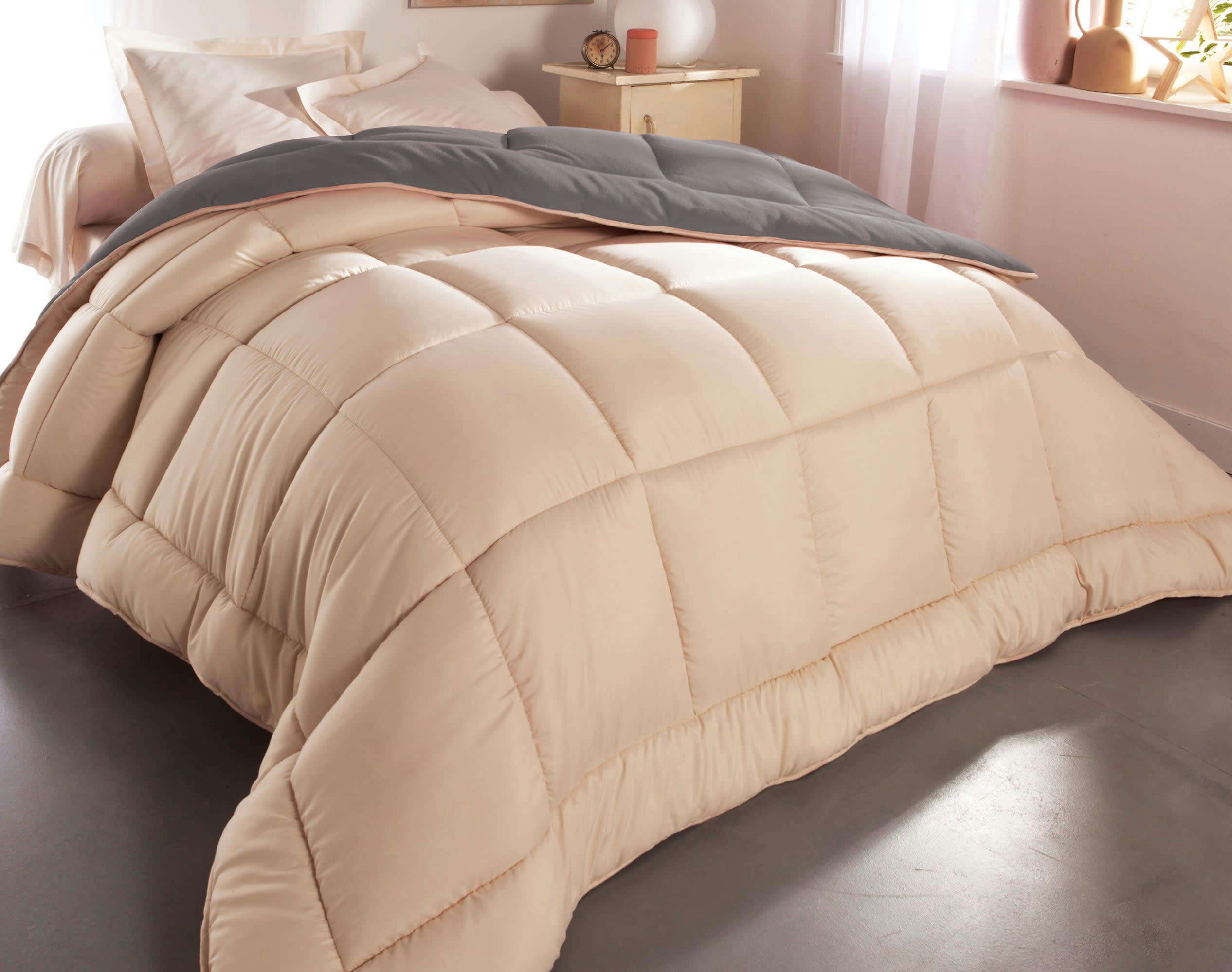 HEBE - Couette 240x220 beige double face 400 g/m2