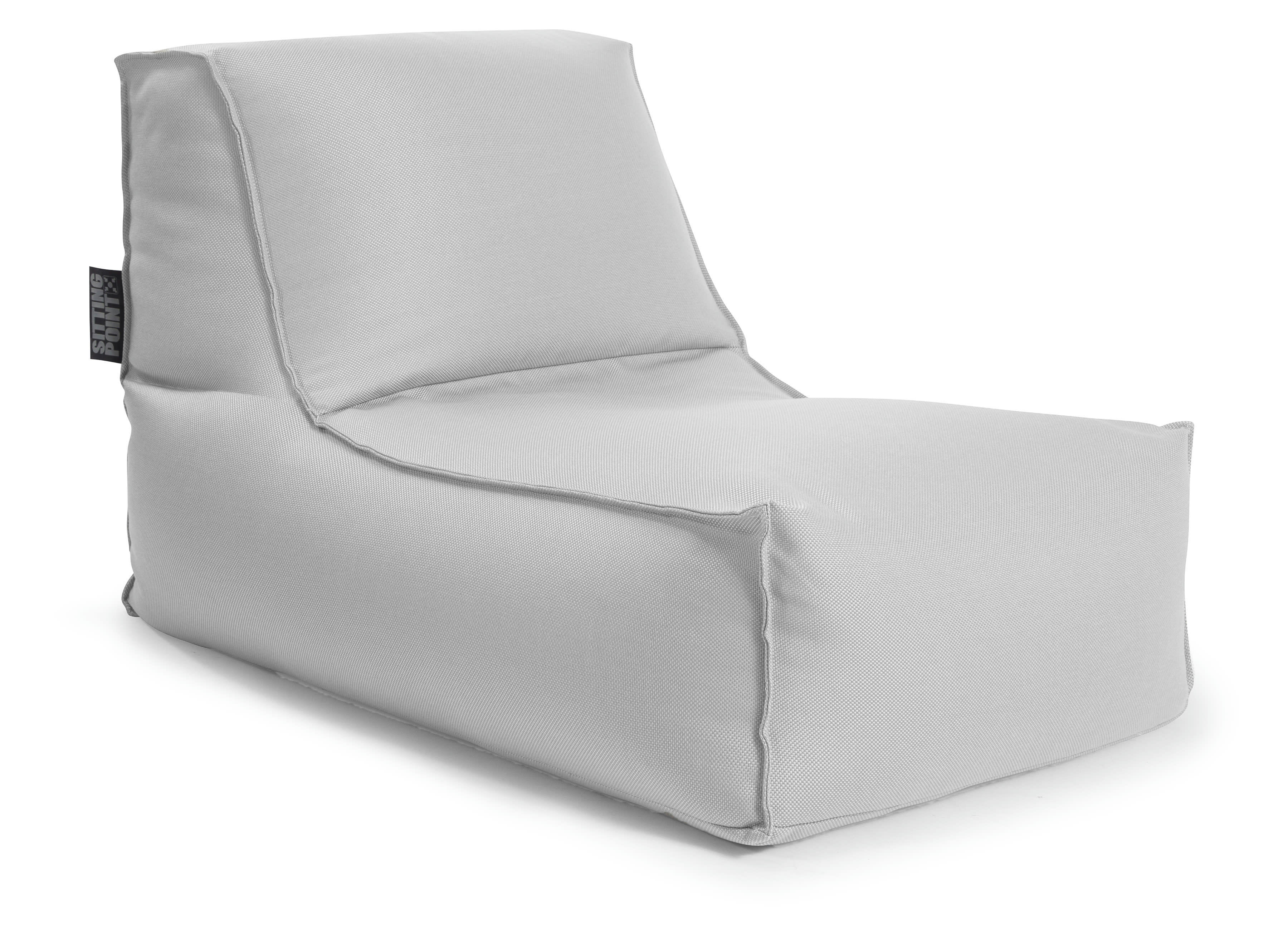 KORFU - Pouf outdoor avec dossier gris clair 65x100x65