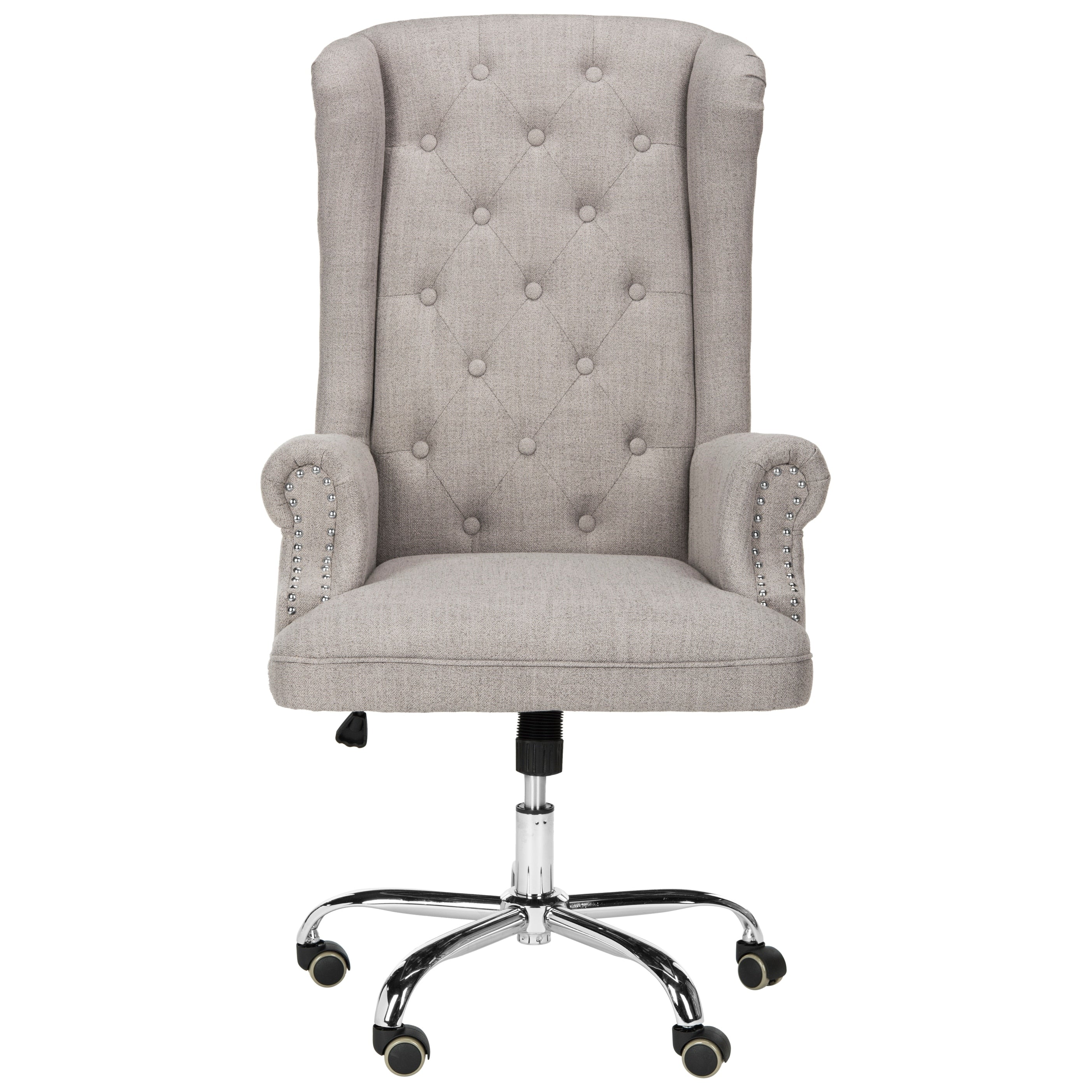SAFAVIEH Cayetana Linen Chrome Leg Swivel Office Chair - 24Wx27Dx46H