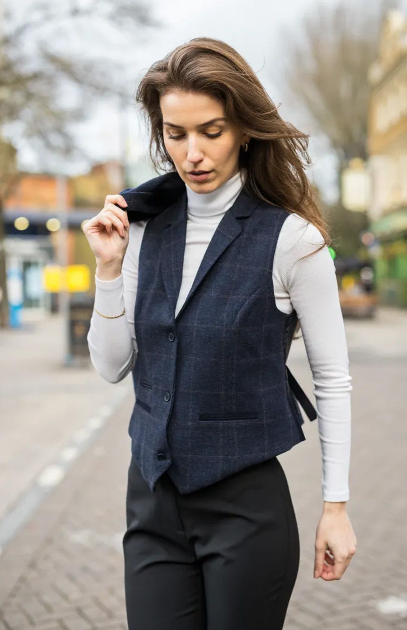 Infinity Leather Women's Tailored Fit Tweed Formal Waistcoat