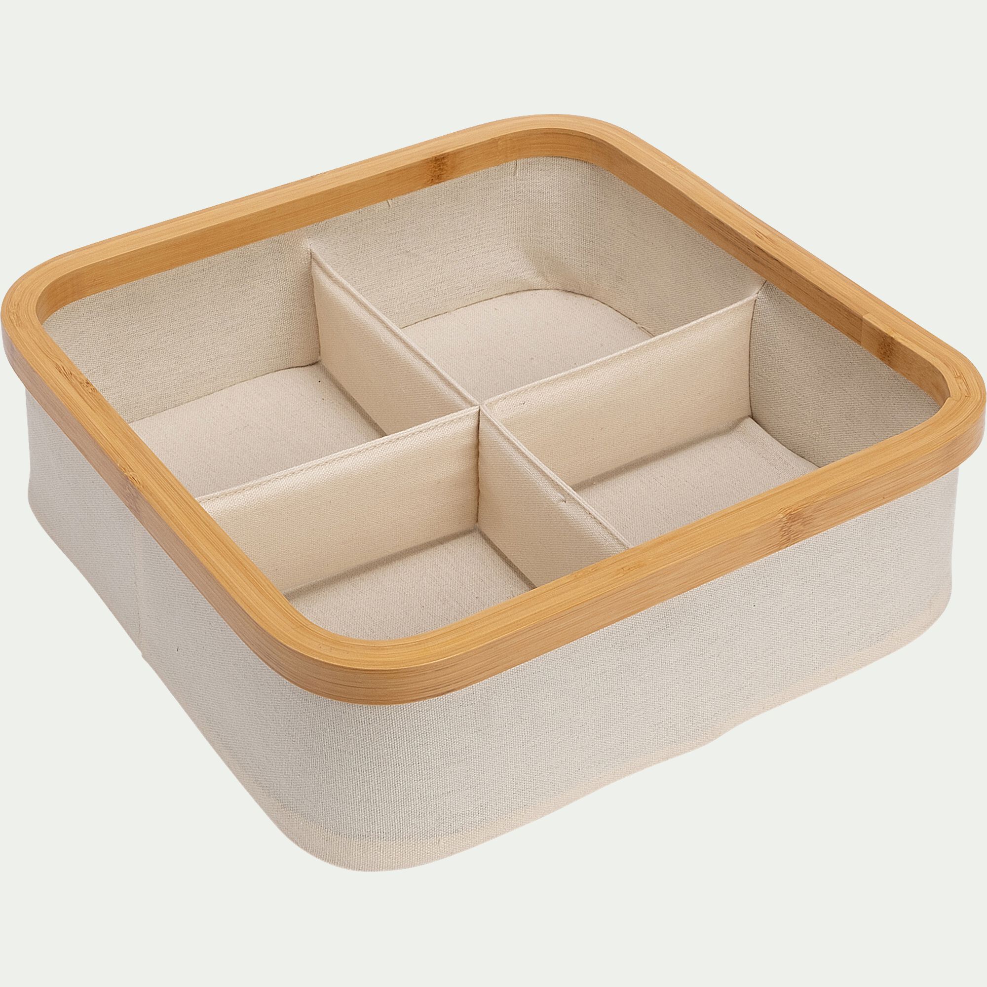 LINO - Panier en polycoton et bambou H9xL30cm - blanc