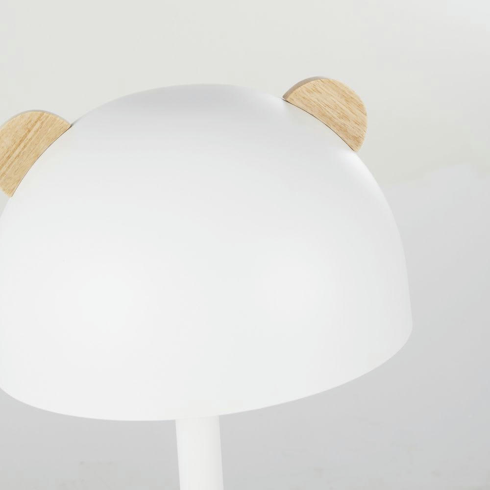 OULANKA - Lampadaire en bois d'hévéa et métal blanc avec oreilles H140