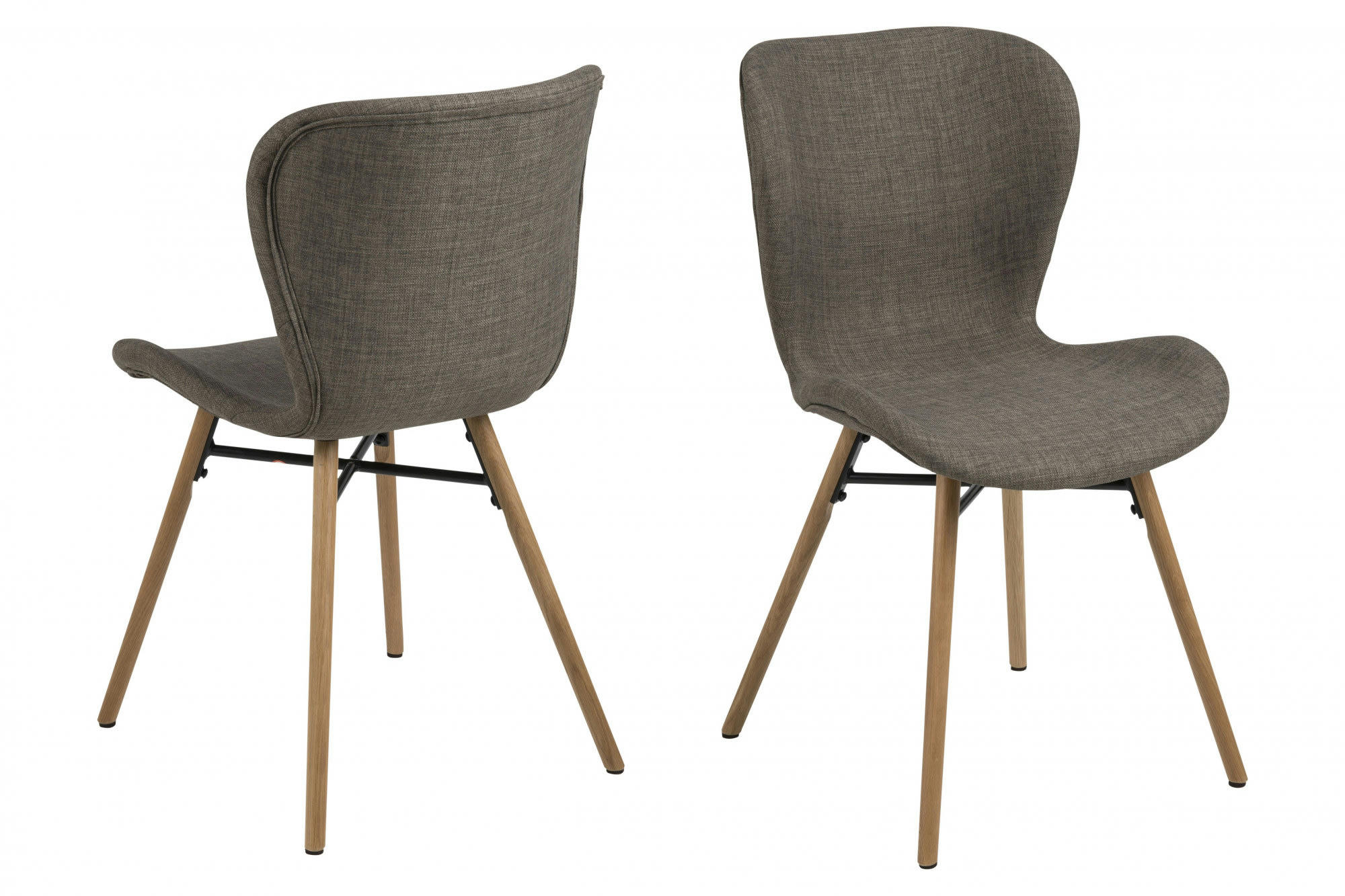MATILDA - Lot de 2 chaises tissu et bois chêne