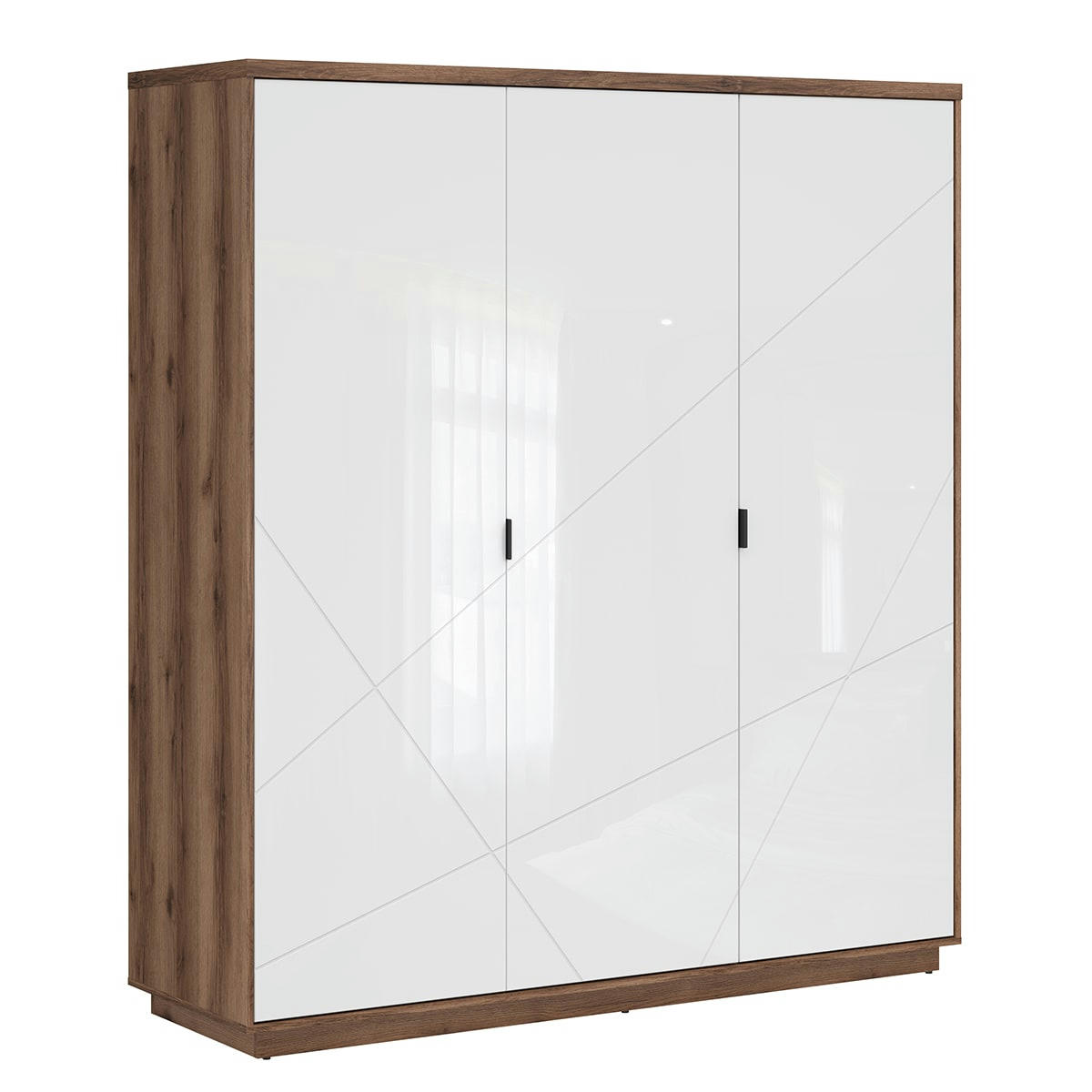 - Armoire 3 portes blanc et naturel