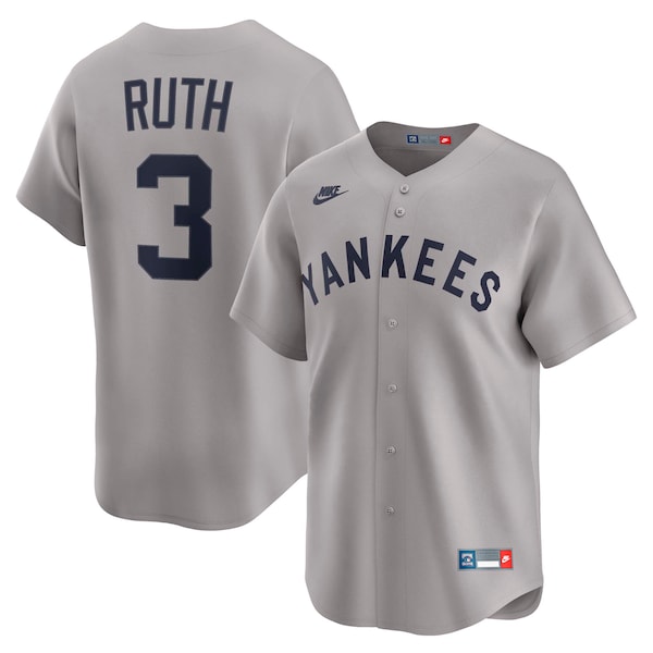 Babe Ruth New York Yankees Nike Throwback Cooperstown Collection Limited Jersey - Gray