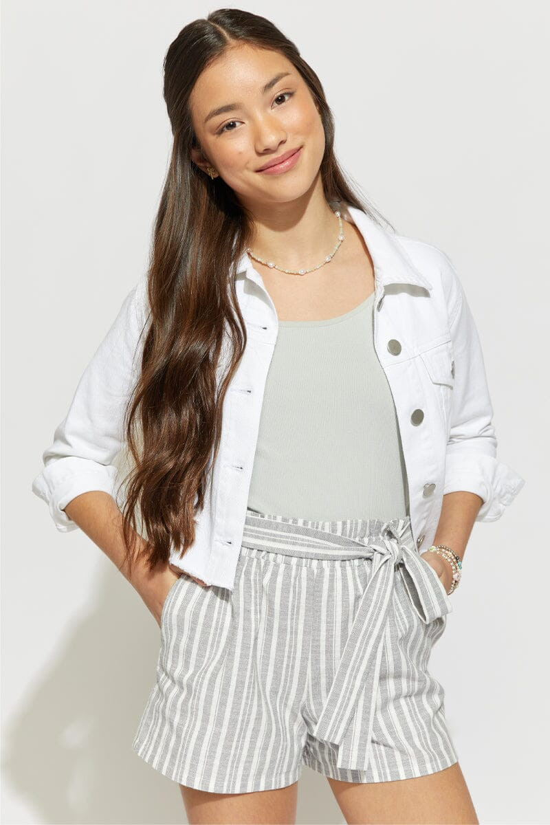 Hello Franki Striped Paperbag Shorts for girls