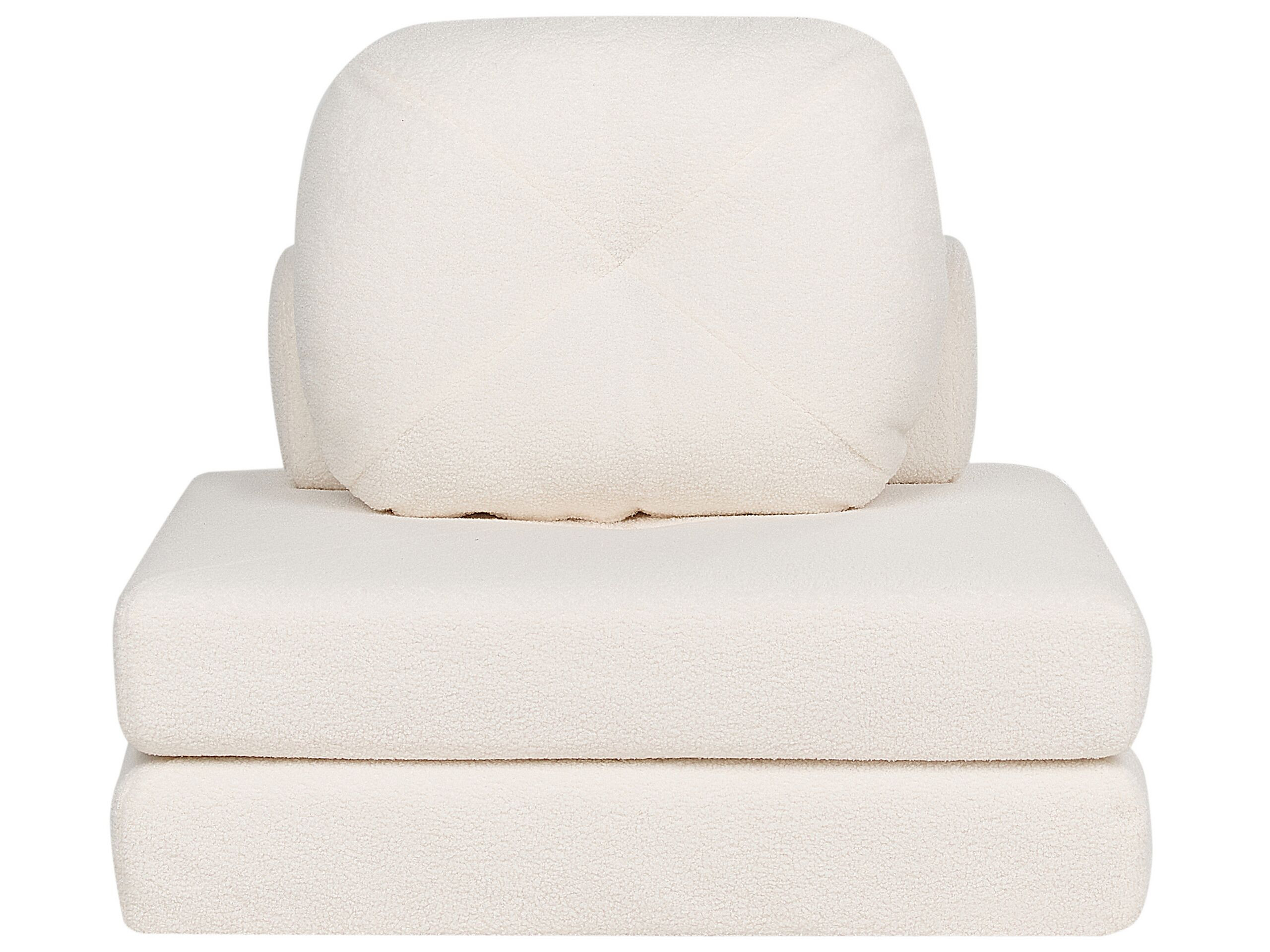 Sofa rozkładana boucle do spania 1-osobowa biała