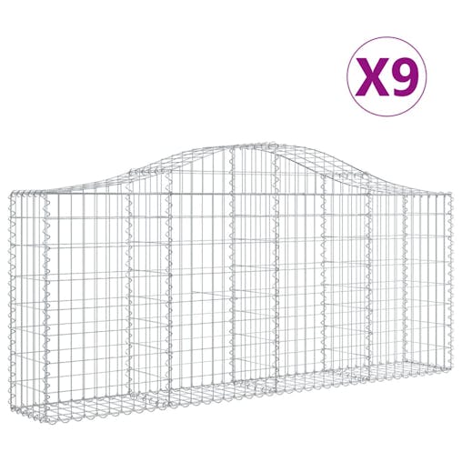 NNEVL Arched Gabion Baskets 9 pcs 200x30x80/100 cm Galvanised Iron