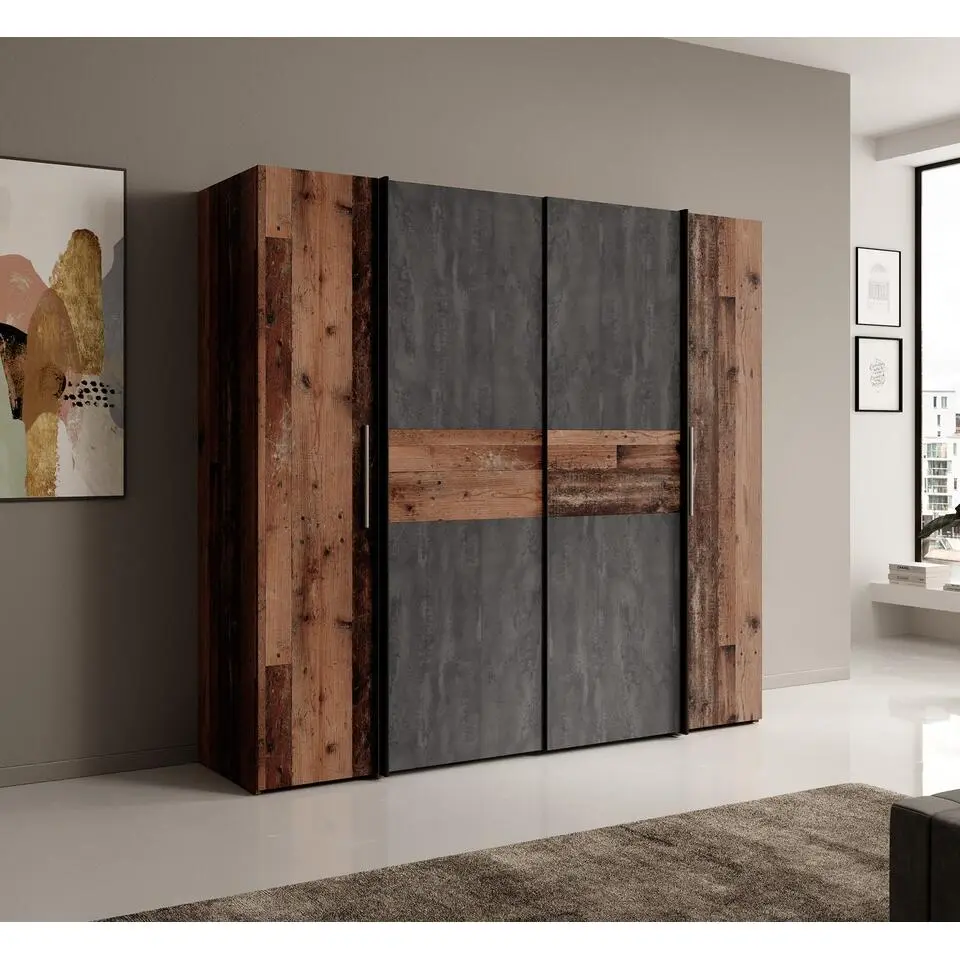 Meubella - Kledingkast Kassel - Old wood - Grijs - 200 cm