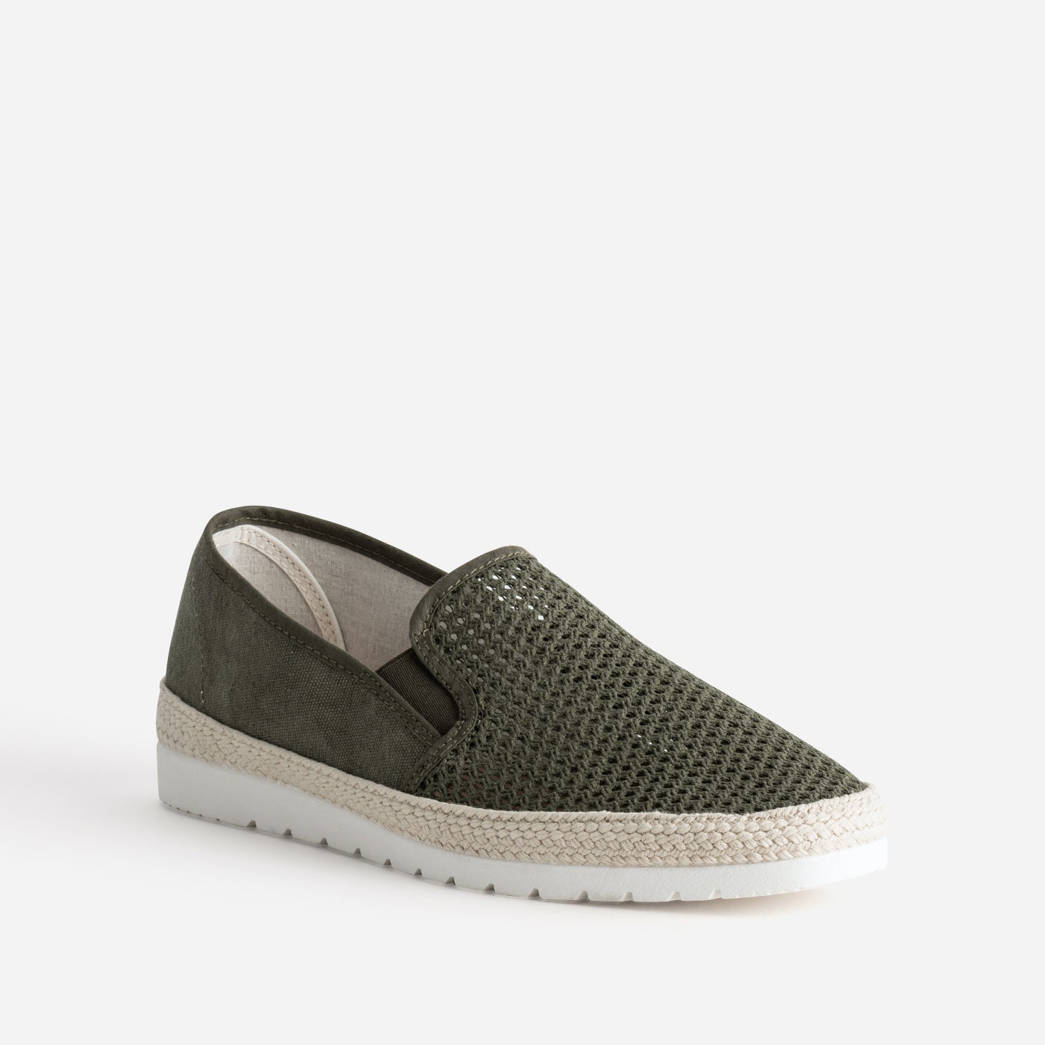 Slip-on kaki en toile bi-matière