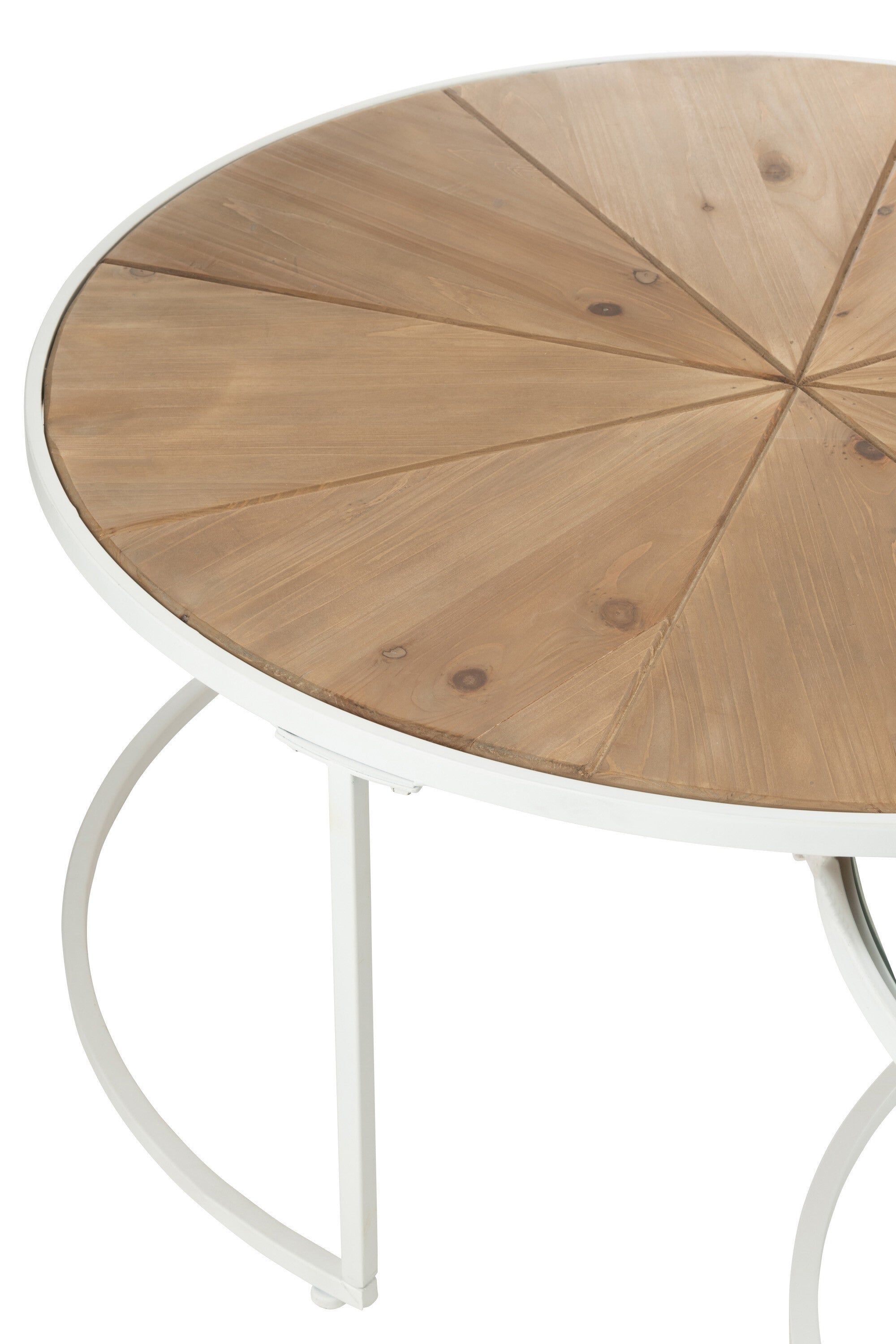 J-Line bijzettafel Relax - metaal/hout - wit/naturel - set van 2